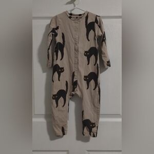 Mini Rodini Black Cats Jumpsuit 12-18 (80/86) EUC